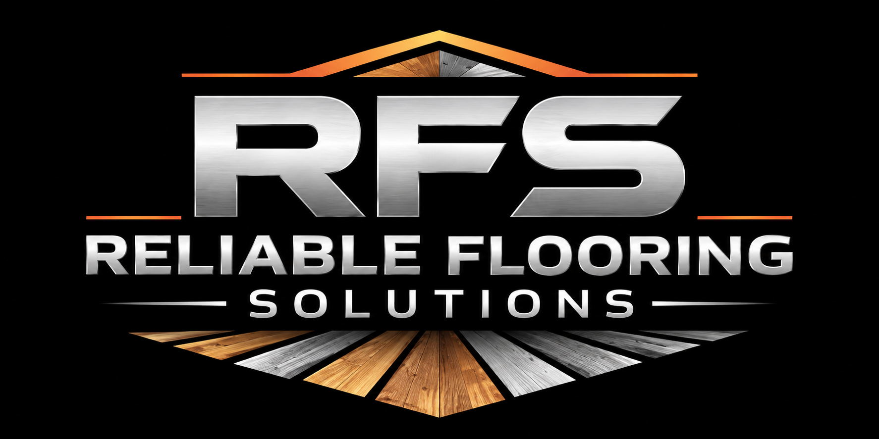 RFS logo with silver lettering, orange roofline, and wood flooring planks